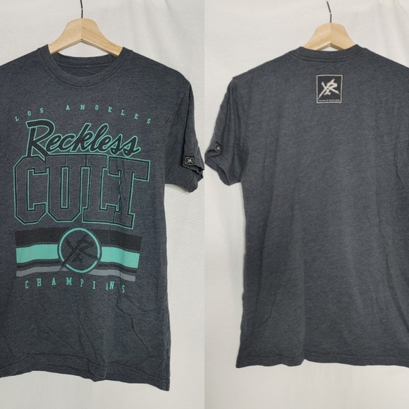 Young & Reckless Cult Champions Graphic Tee Gray Green Unisex Small S - Picture 1 of 5